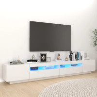 Miniatyr av produktbild för TV-bänk med LED-belysning vit högglans 260x35x40 cm