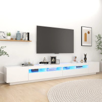 Miniatyr av produktbild för TV-bänk med LED-belysning vit 300x35x40 cm