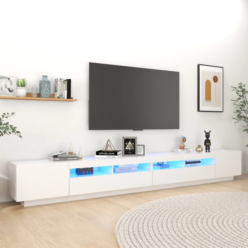 Produktbild för TV-bänk med LED-belysning vit 300x35x40 cm