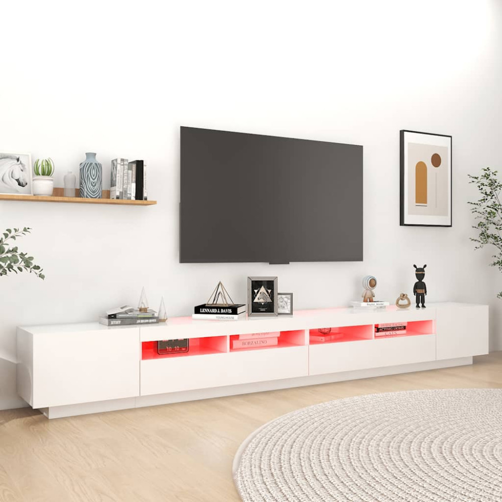 Produktbild för TV-bänk med LED-belysning vit 300x35x40 cm