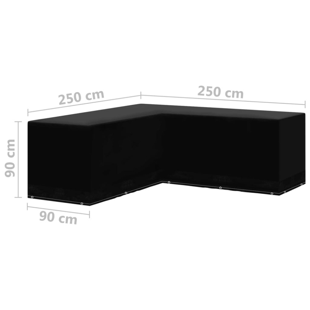 Produktbild för Överdrag för trädgårdsmöbler 2 st L-formade 250x250x90 cm