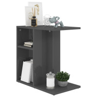 Produktbild för Sidobord grå högglans 50x30x50 cm konstruerat trä