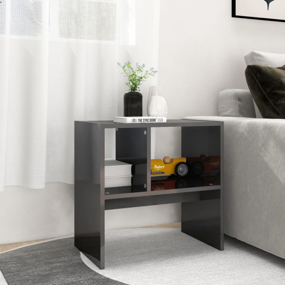 Produktbild för Sidobord grå högglans 50x30x50 cm konstruerat trä