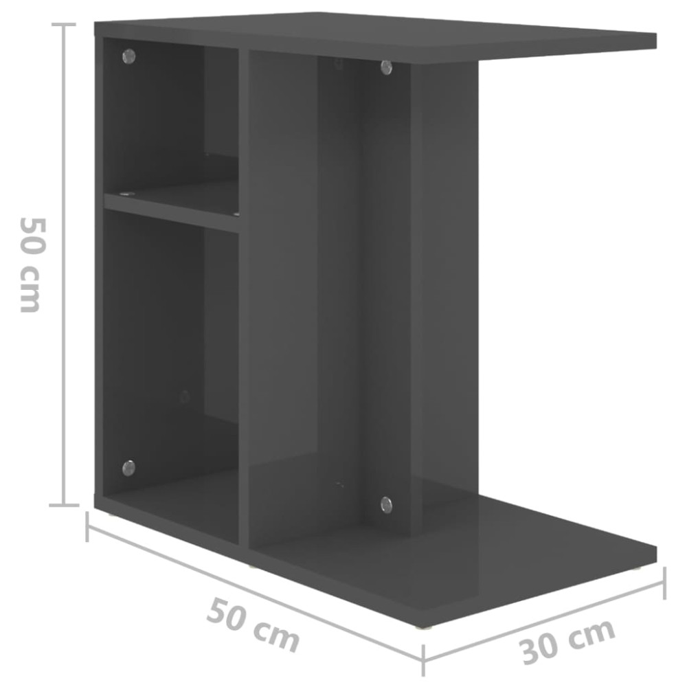 Produktbild för Sidobord grå högglans 50x30x50 cm konstruerat trä