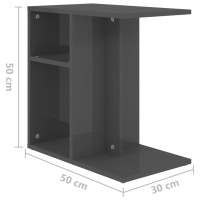 Produktbild för Sidobord grå högglans 50x30x50 cm konstruerat trä