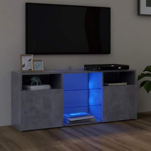 vidaXL TV-bänk med LED-belysning betonggrå 120x30x50 cm