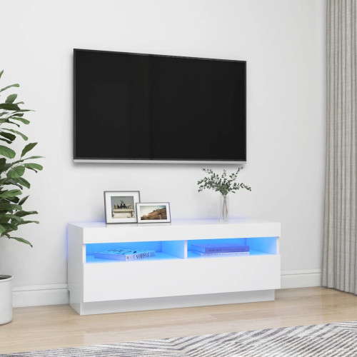 vidaXL TV-bänk med LED-belysning vit 100x35x40 cm