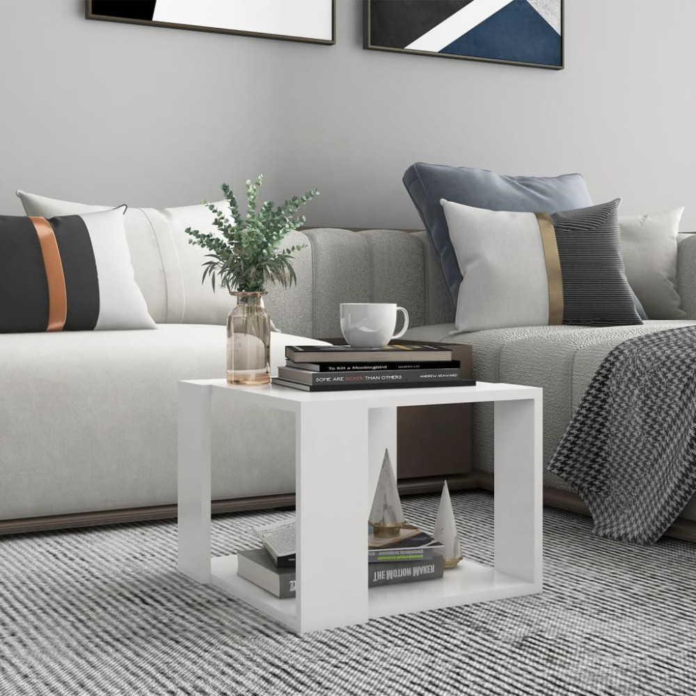 Produktbild för Soffbord vit 40x40x30 cm konstruerat trä