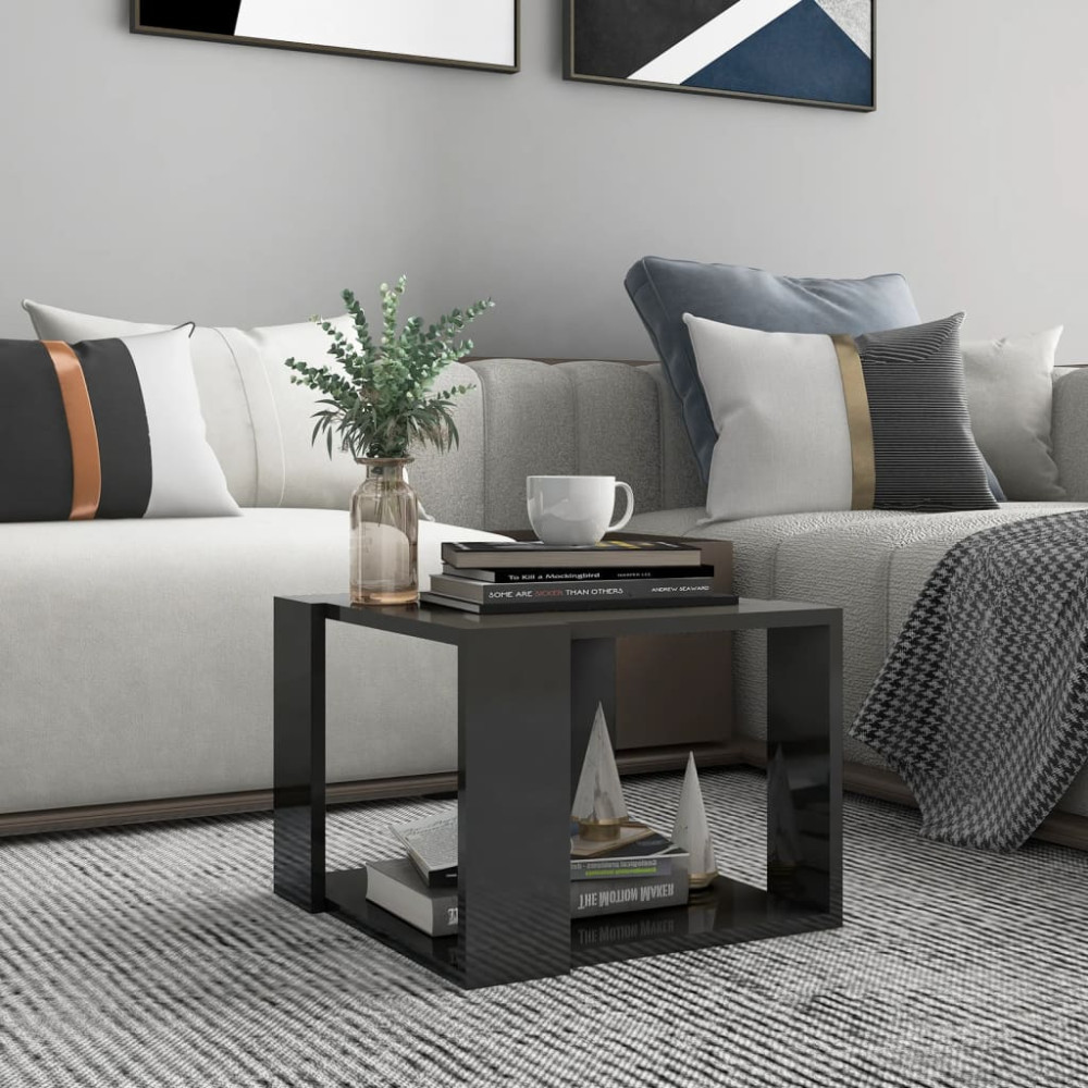 Produktbild för Soffbord grå högglans 40x40x30 cm konstruerat trä