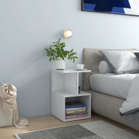 Produktbild för Sängbord 2 st vit högglans 35x35x55 cm konstruerat trä