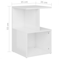Produktbild för Sängbord 2 st vit högglans 35x35x55 cm konstruerat trä