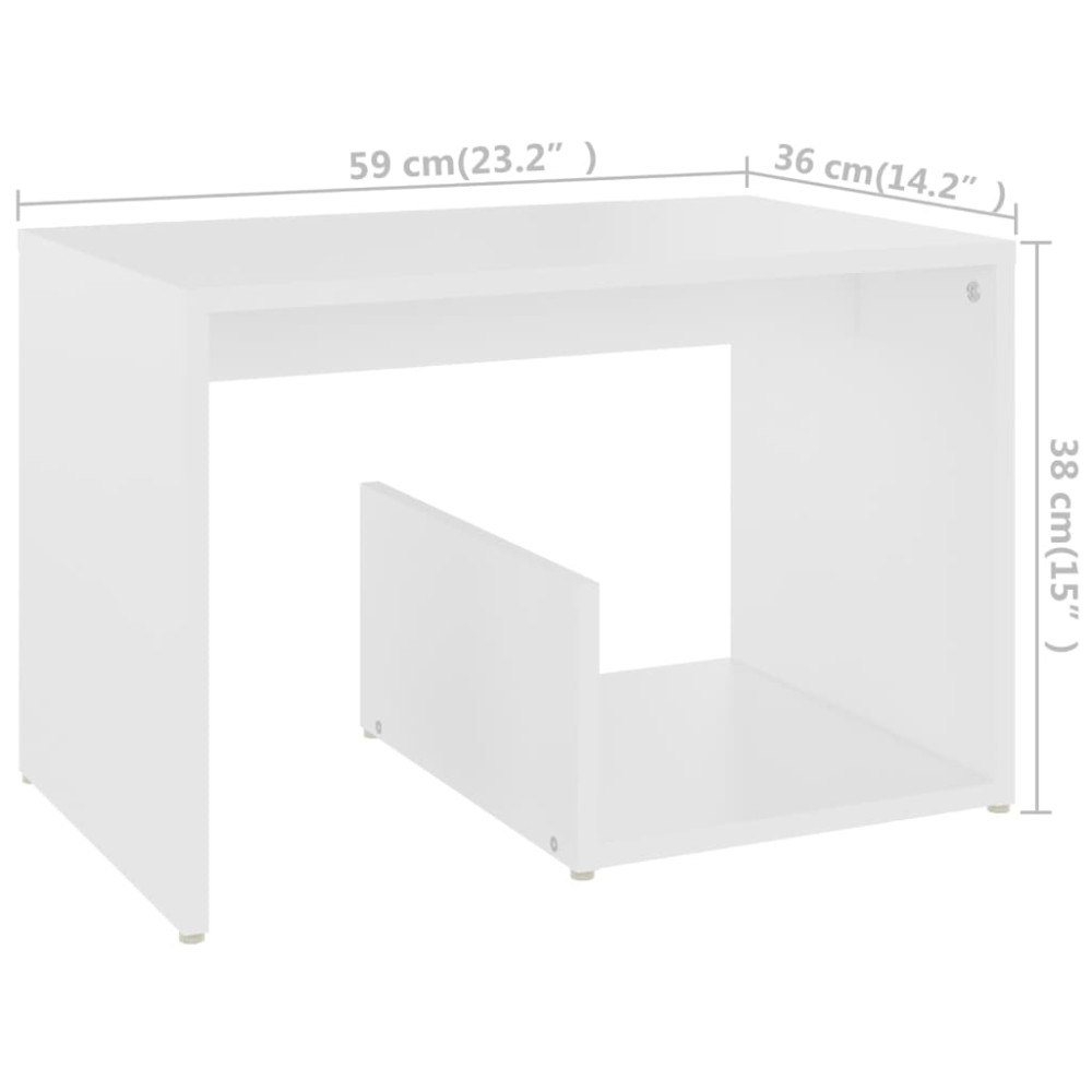 Produktbild för Sidobord vit 59x36x38 cm konstruerat trä