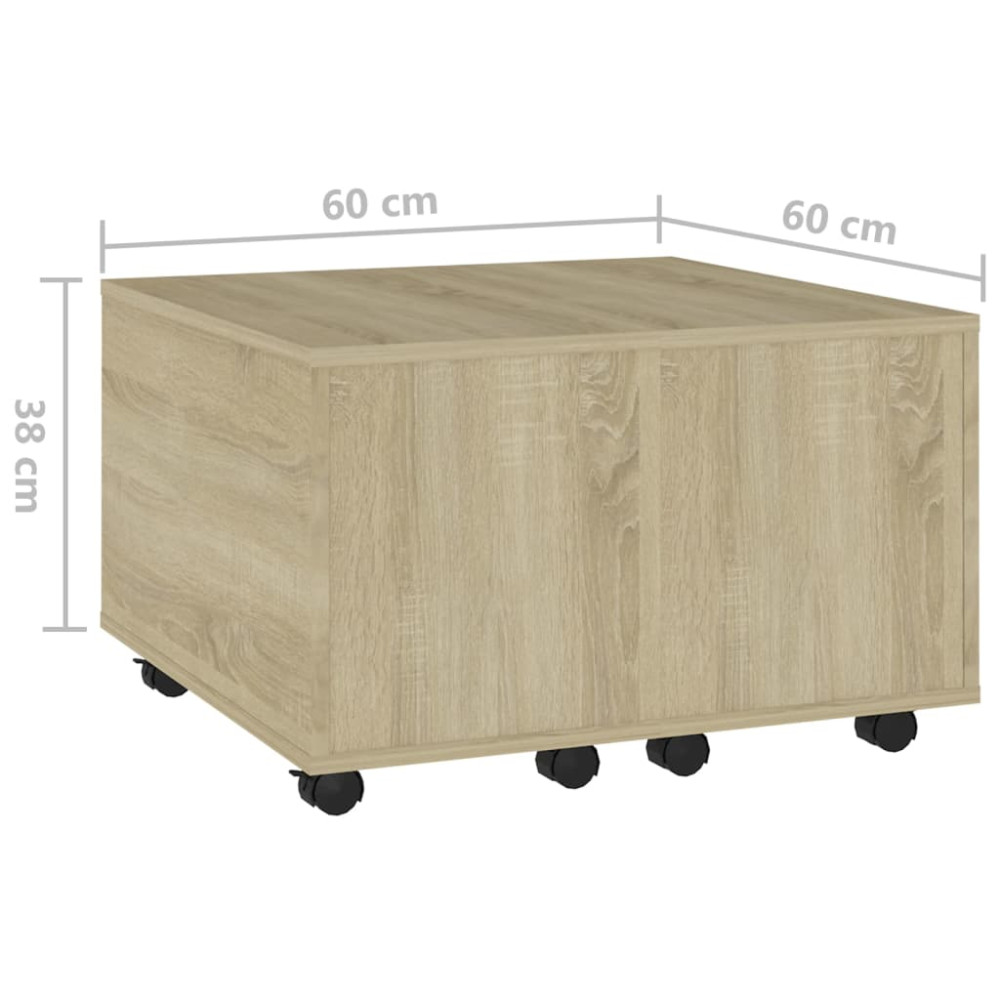 Produktbild för Soffbord sonoma-ek 60x60x38 cm konstruerat trä