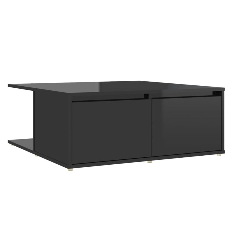 Produktbild för Soffbord svart högglans 80x80x31 cm konstruerat trä