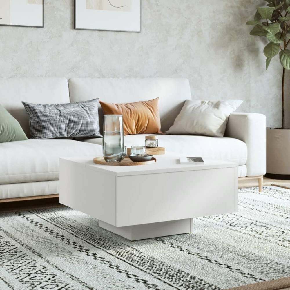 Produktbild för Soffbord vit 60x60x31,5 cm konstruerat trä