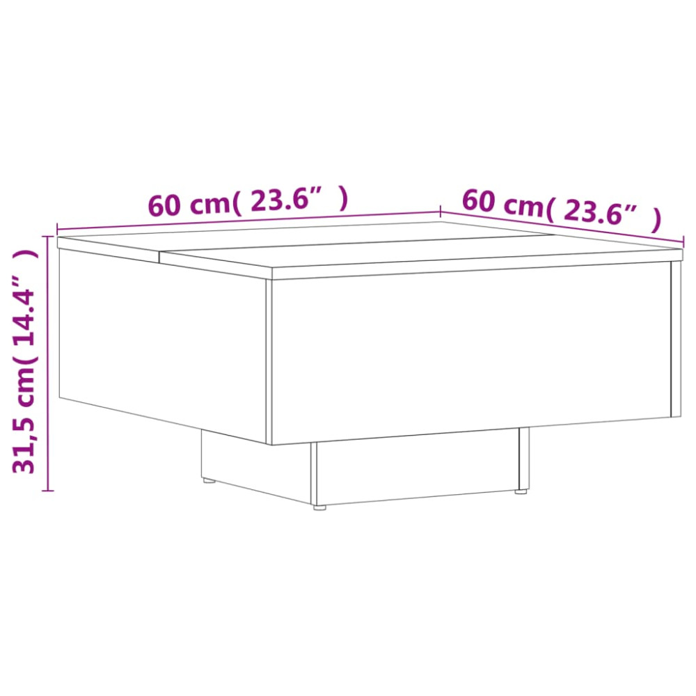 Produktbild för Soffbord vit 60x60x31,5 cm konstruerat trä