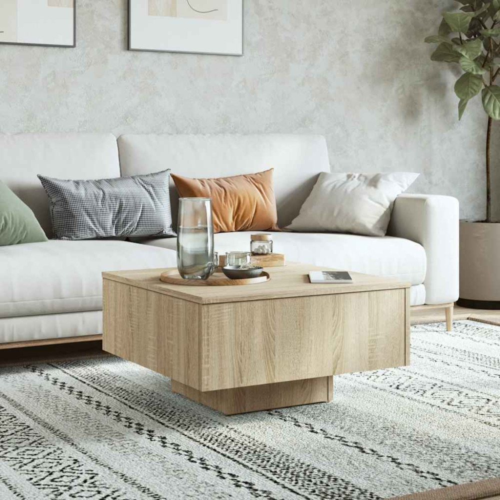 Produktbild för Soffbord sonoma-ek 60x60x31,5 cm konstruerat trä