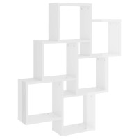 Miniatyr av produktbild för Vägghylla kubformad vit högglans 75x15x93 cm konstruerat trä