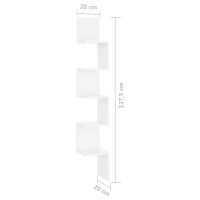 Miniatyr av produktbild för Vägghylla hörn vit högglans 20x20x127,5 cm konstruerat trä