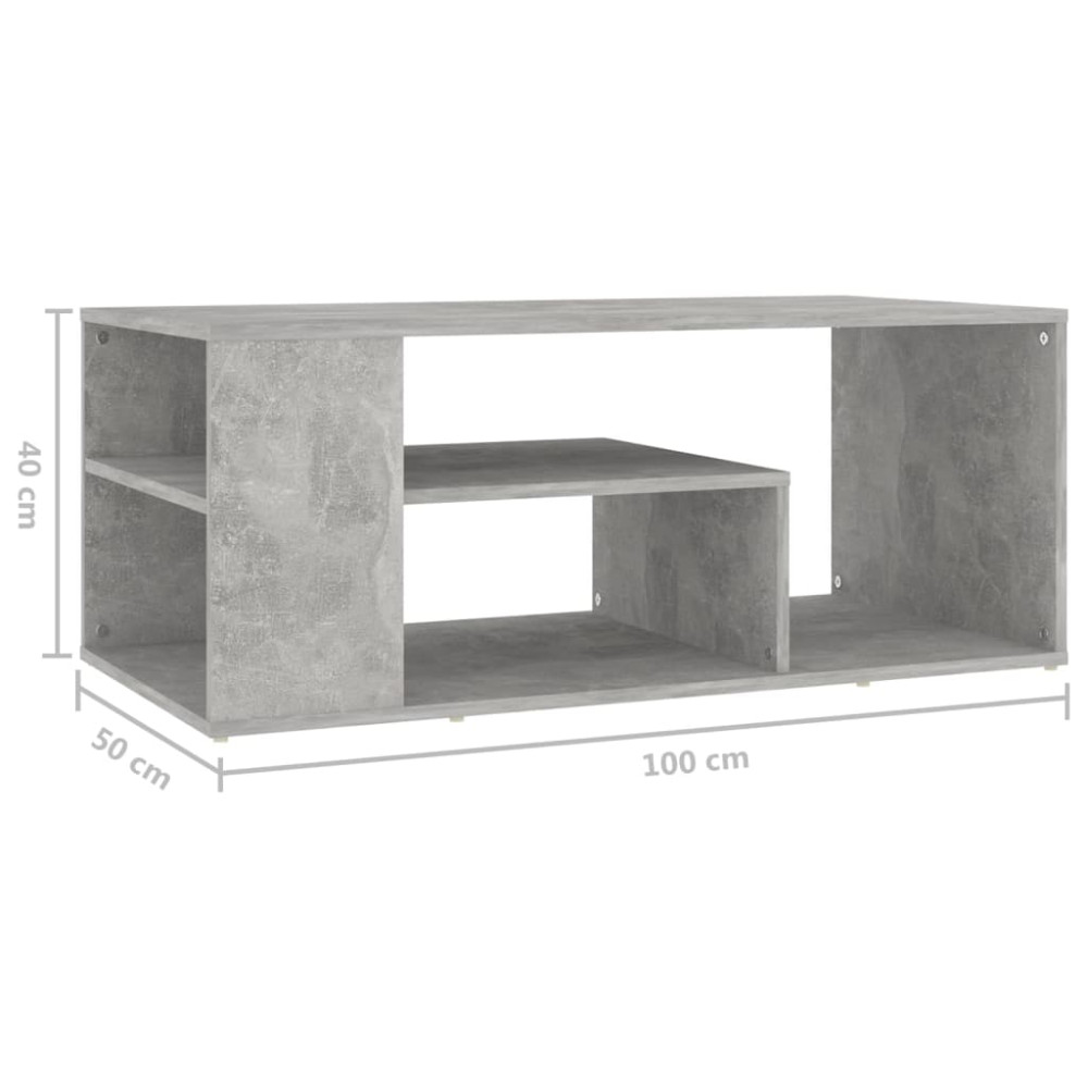 Produktbild för Soffbord betonggrå 100x50x40 cm konstruerat trä