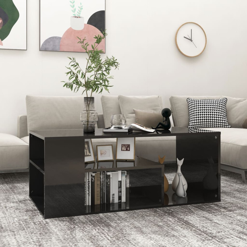 Produktbild för Soffbord svart högglans 100x50x40 cm spånskiva