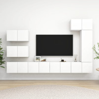 Produktbild för Tv-bänk set 8 delar vit konstruerat trä