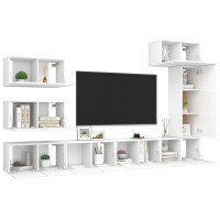 Produktbild för Tv-bänk set 8 delar vit konstruerat trä