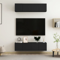 Produktbild för Tv-bänk set 4 st svart 60x30x30 cm konstruerat trä