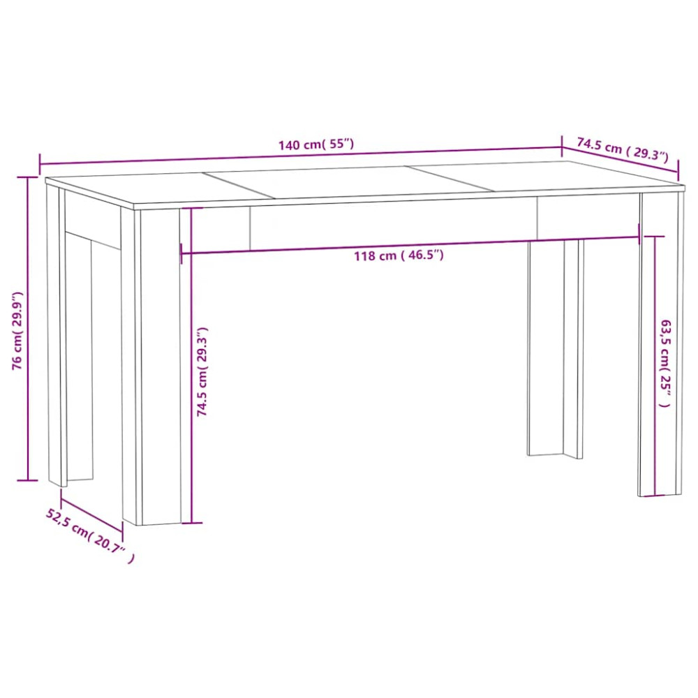 Produktbild för Matbord svart 140x74,5x76 cm konstruerat trä