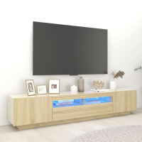 Miniatyr av produktbild för TV-bänk med LED-belysning sonoma-ek 200x35x40 cm