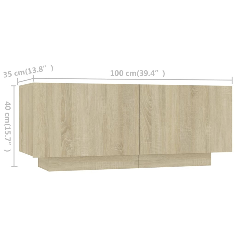 Produktbild för TV-bänk med LED-belysning sonoma-ek 200x35x40 cm