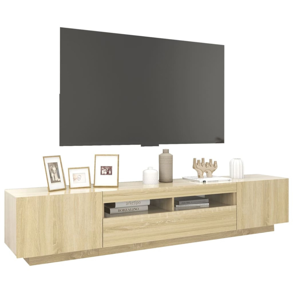 Produktbild för TV-bänk med LED-belysning sonoma-ek 200x35x40 cm
