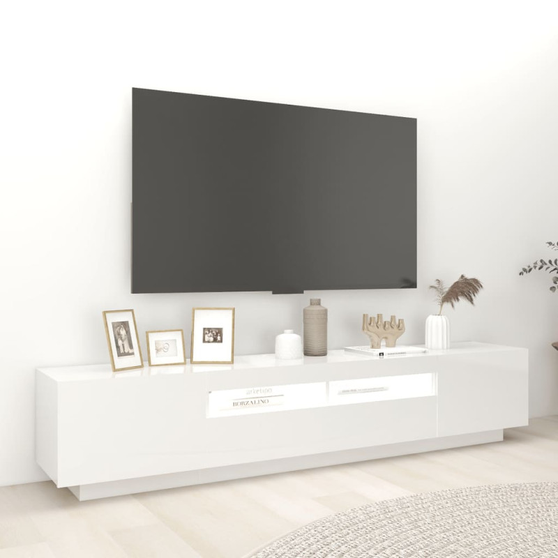 Produktbild för TV-bänk med LED-belysning vit högglans 200x35x40 cm