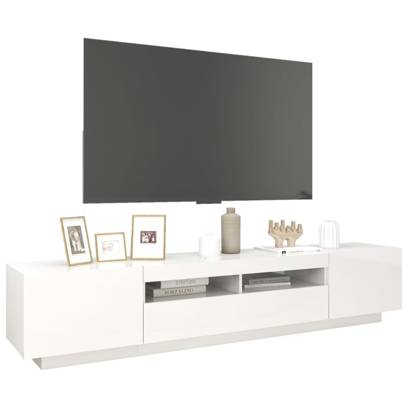 Produktbild för TV-bänk med LED-belysning vit högglans 200x35x40 cm