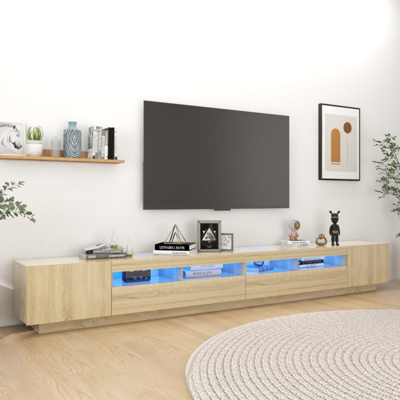 Produktbild för TV-bänk med LED-belysning sonoma-ek 300x35x40 cm
