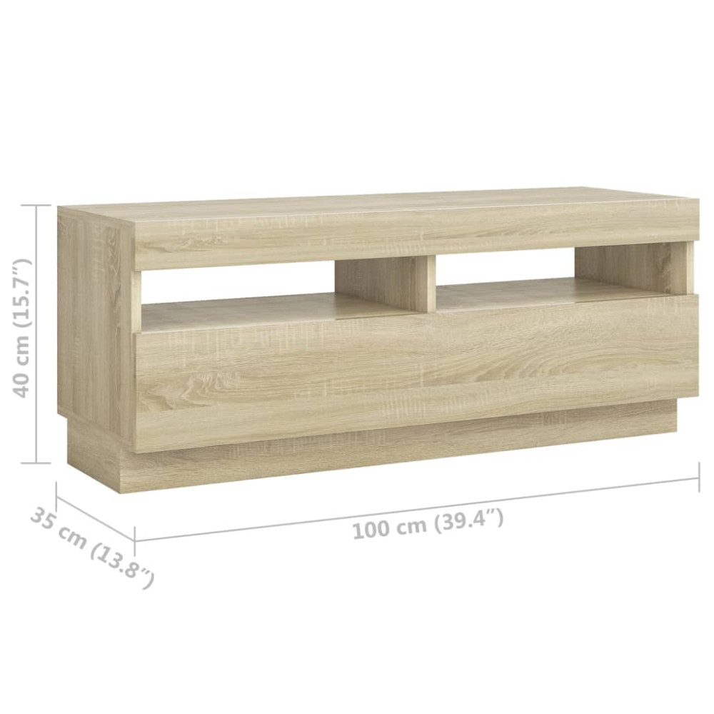 Produktbild för TV-bänk med LED-belysning sonoma-ek 300x35x40 cm