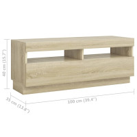 Produktbild för TV-bänk med LED-belysning sonoma-ek 300x35x40 cm