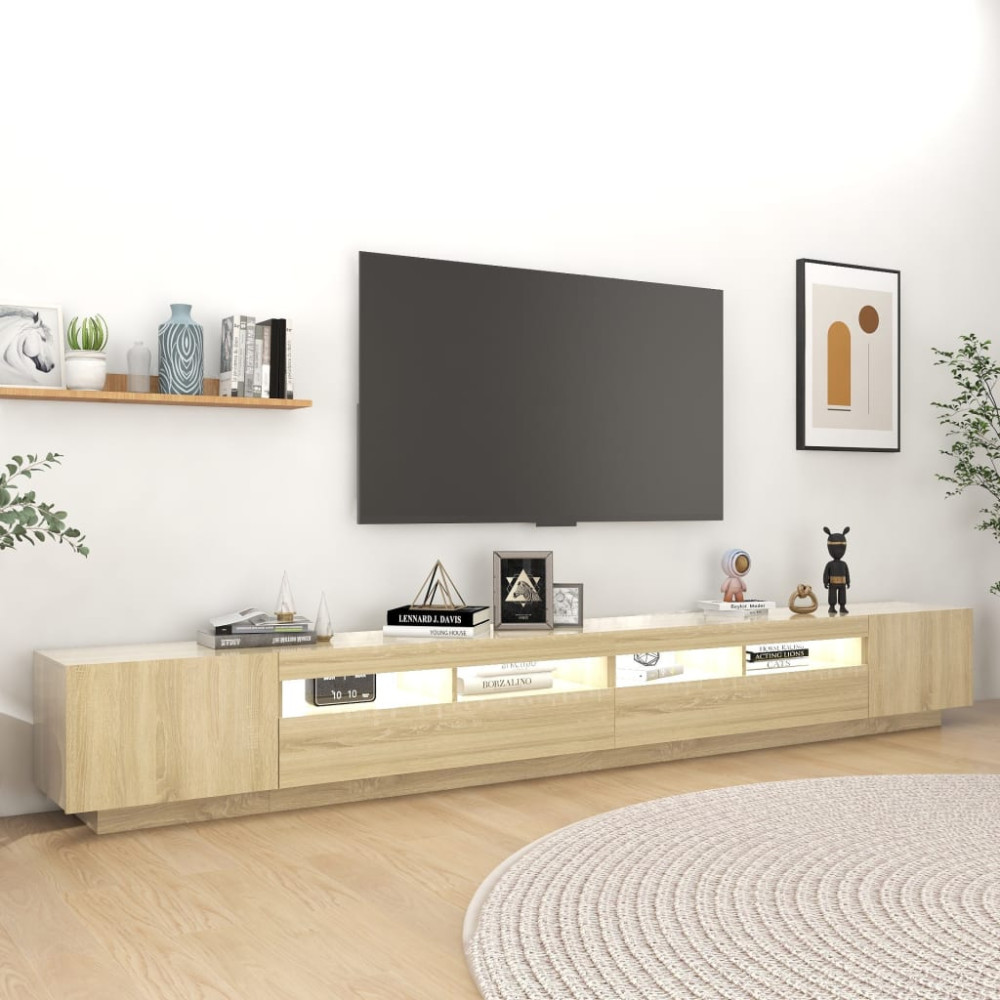 Produktbild för TV-bänk med LED-belysning sonoma-ek 300x35x40 cm