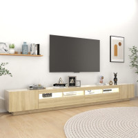 Produktbild för TV-bänk med LED-belysning sonoma-ek 300x35x40 cm