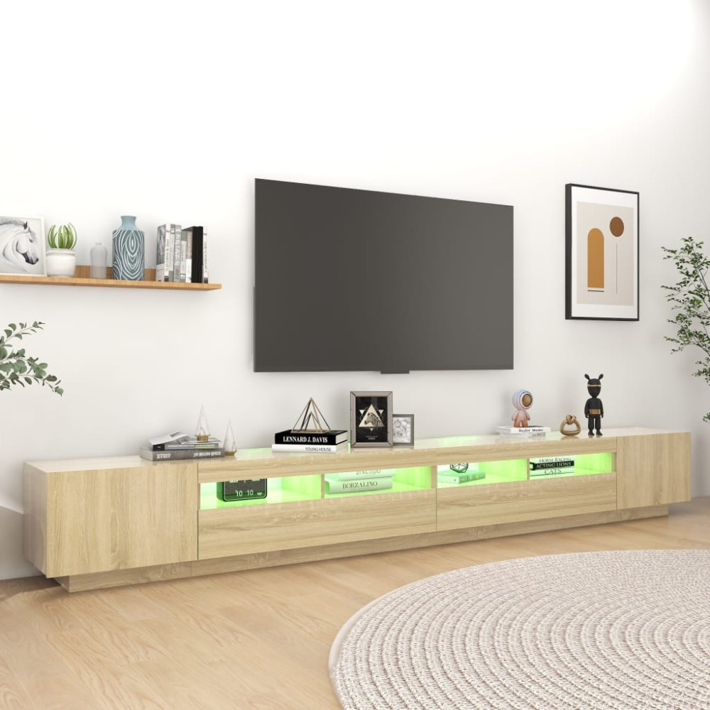 Produktbild för TV-bänk med LED-belysning sonoma-ek 300x35x40 cm