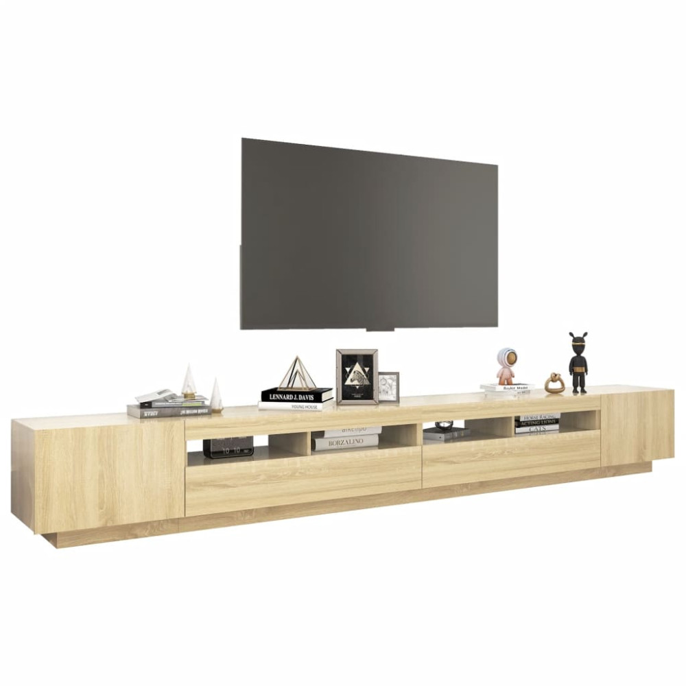Produktbild för TV-bänk med LED-belysning sonoma-ek 300x35x40 cm
