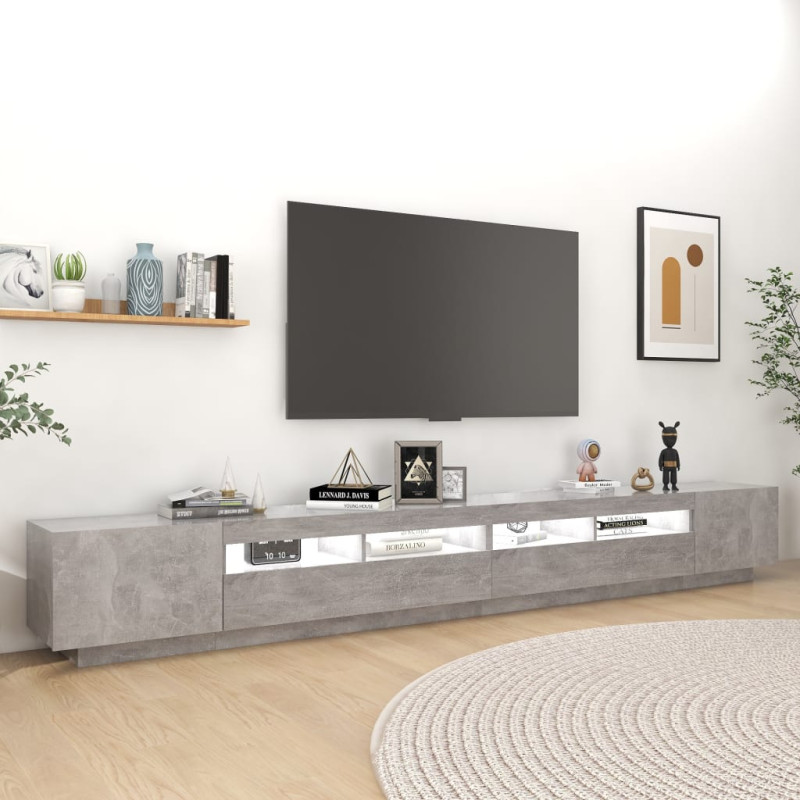 Produktbild för TV-bänk med LED-belysning betonggrå 300x35x40 cm