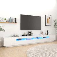 Miniatyr av produktbild för TV-bänk med LED-belysning vit högglans 300x35x40 cm