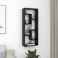 Produktbild för Vägghylla svart 36x16x90 cm konstruerat trä