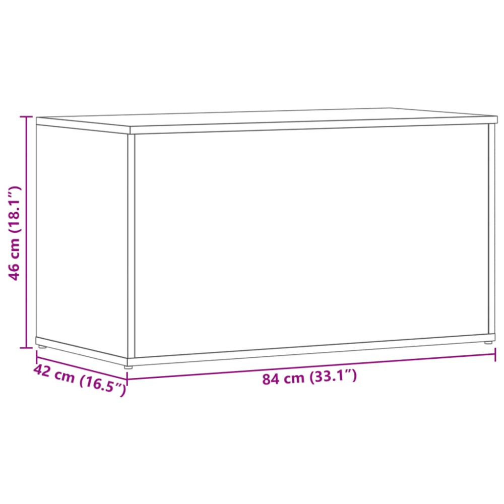Produktbild för Förvaringskista betonggrå 84x42x46 cm konstruerat trä