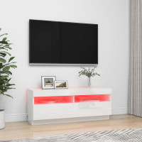 Miniatyr av produktbild för TV-bänk med LED-belysning vit högglans 100x35x40 cm