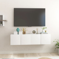 Miniatyr av produktbild för Hängande TV-skåp 2 st vit 60x30x30 cm