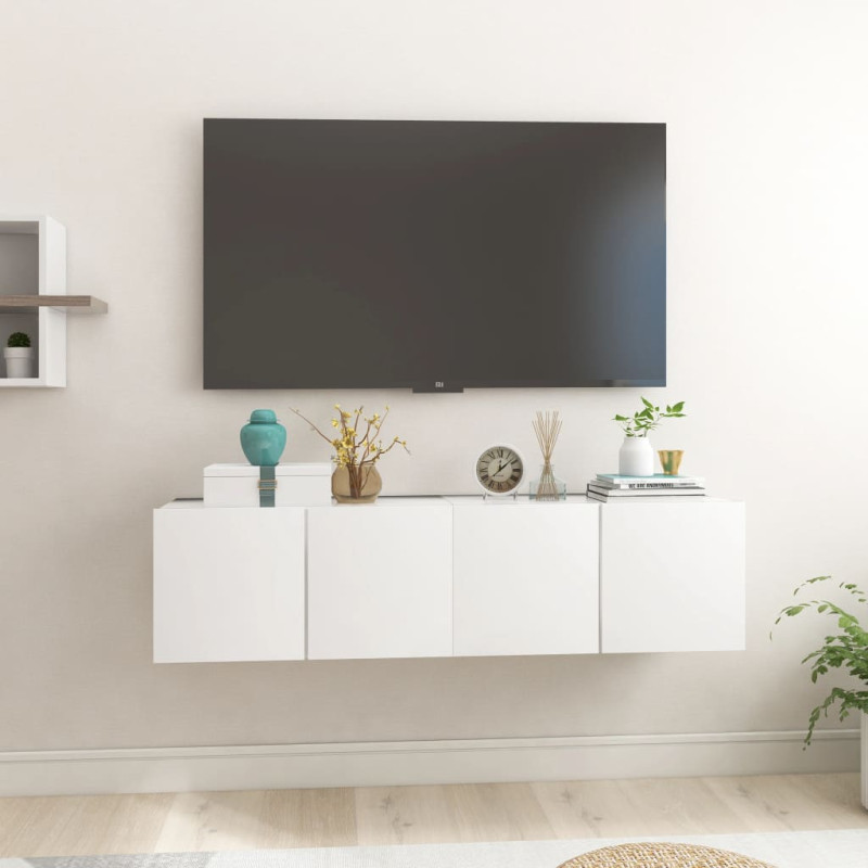Produktbild för Hängande TV-skåp 2 st vit 60x30x30 cm