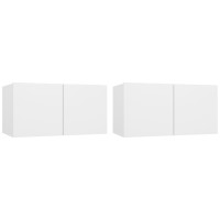 Miniatyr av produktbild för Hängande TV-skåp 2 st vit 60x30x30 cm