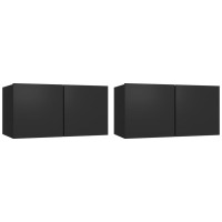 Miniatyr av produktbild för Hängande TV-skåp 2 st svart 60x30x30 cm